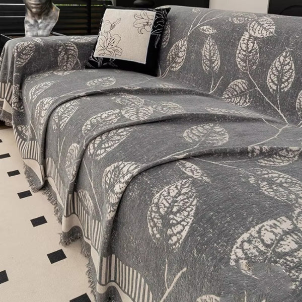 Classic Chenille Leaf Sofa Cover