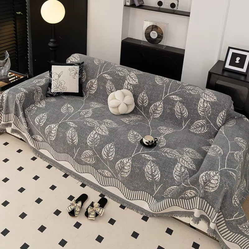 Classic Chenille Leaf Sofa Cover