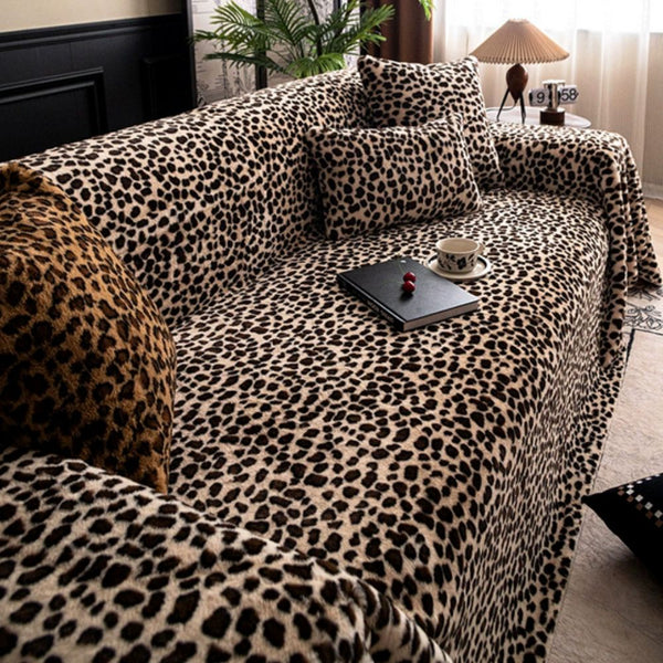 Cozy Leopard Print Sofa Cover