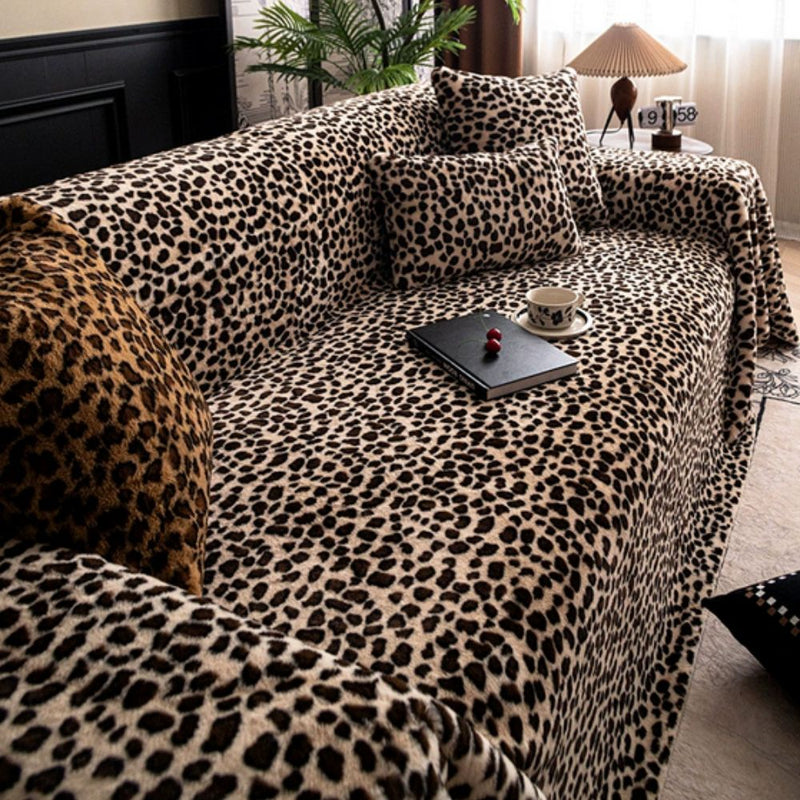 Cozy Leopard Print Sofa Cover