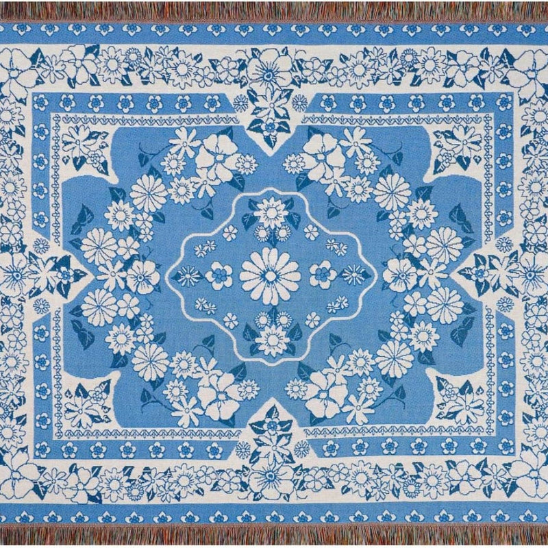 Blue Daisy Bloom Boho Travel Outdoor Blanket