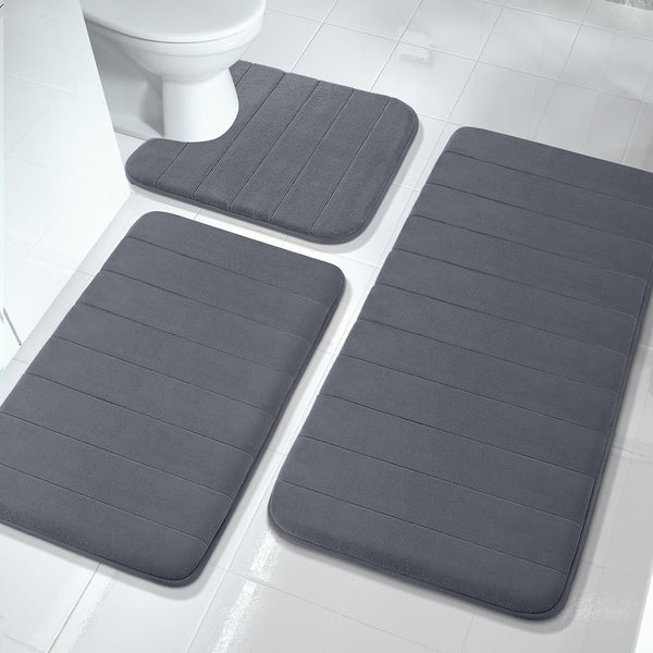 Stripe Memory Foam Bath Mat - 3pcs set