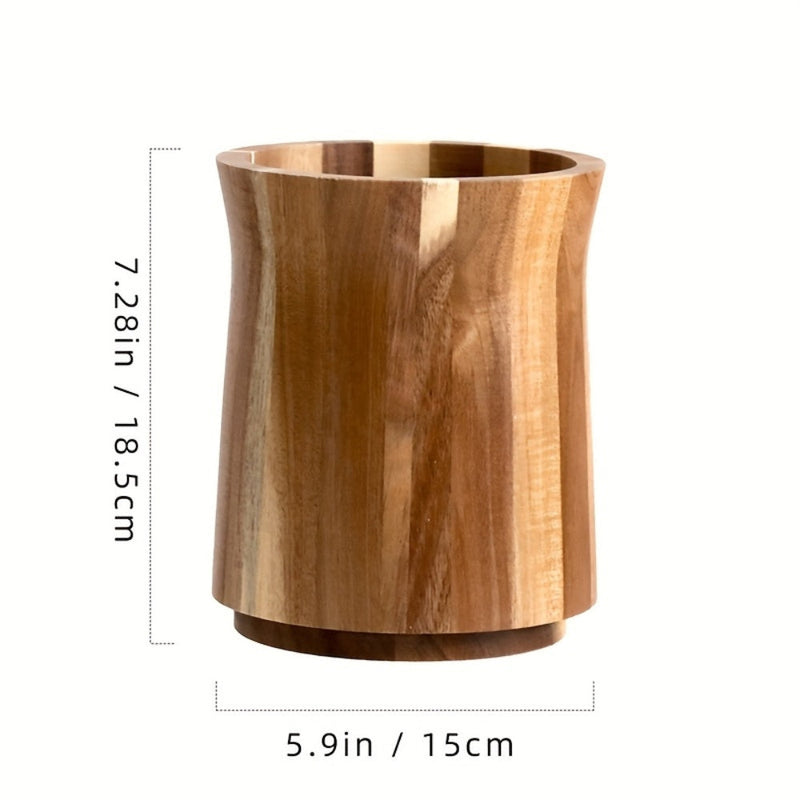 Elegant Acacia Wood Rotating Utensil Holder