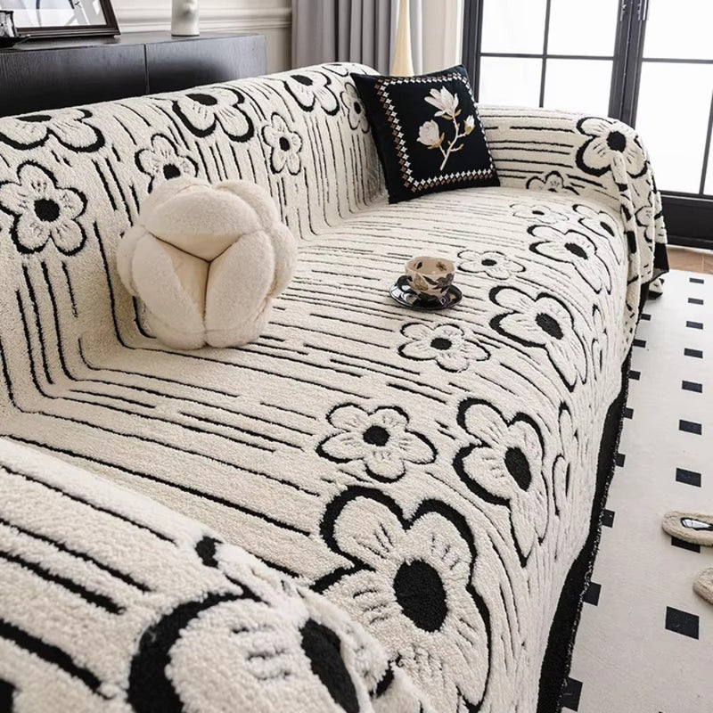 Embroidered Flower Soft Sofa Cover