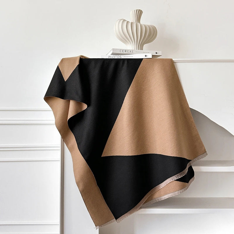 Two Tone Geometric Luxe Shawl Scarf