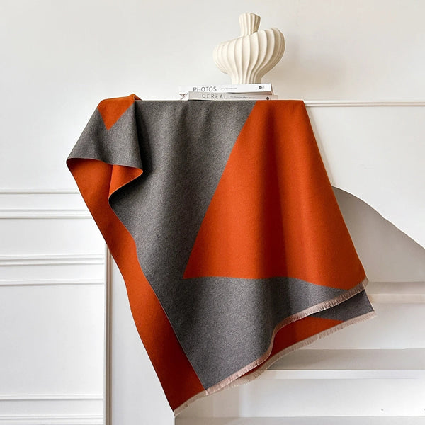 Two Tone Geometric Luxe Shawl Scarf