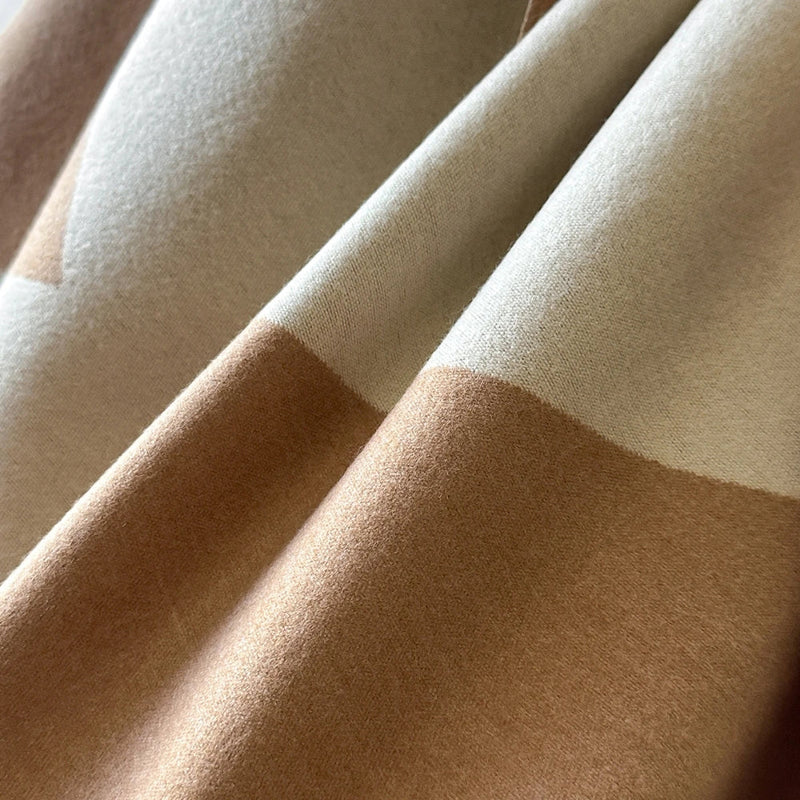 Two Tone Geometric Luxe Shawl Scarf