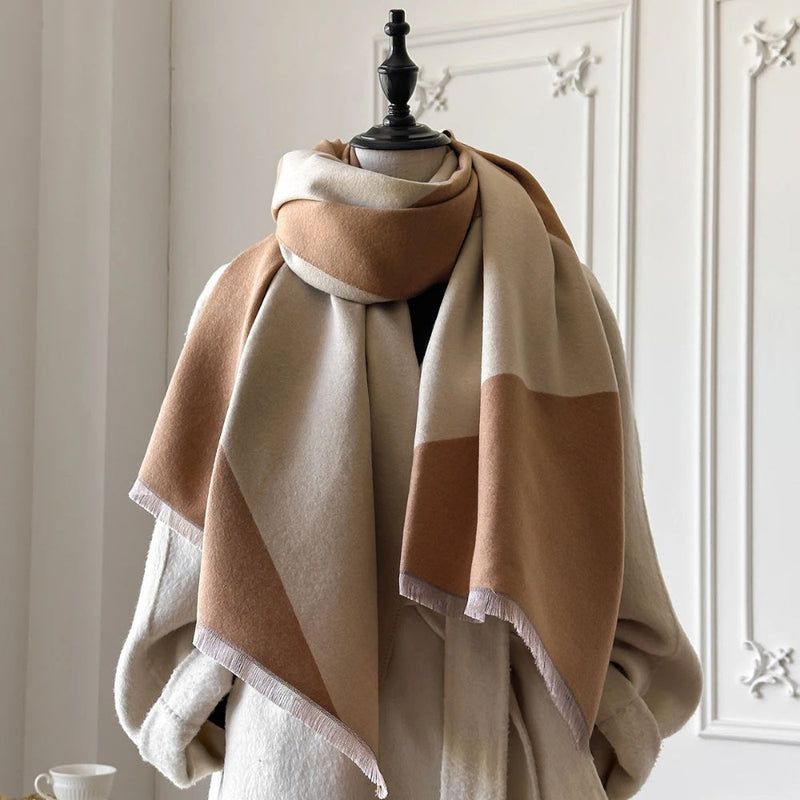 Two Tone Geometric Luxe Shawl Scarf