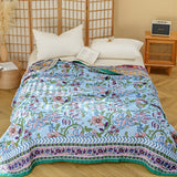 Manta reversible con estampado floral europeo | Manta 100% algodón