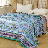 Manta reversible con estampado floral europeo | Manta 100% algodón