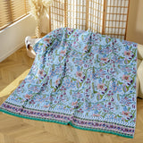 Manta reversible con estampado floral europeo | Manta 100% algodón