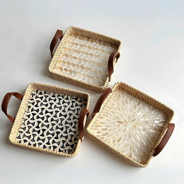 Farmhouse Rattan Tray in Assorted Patterns