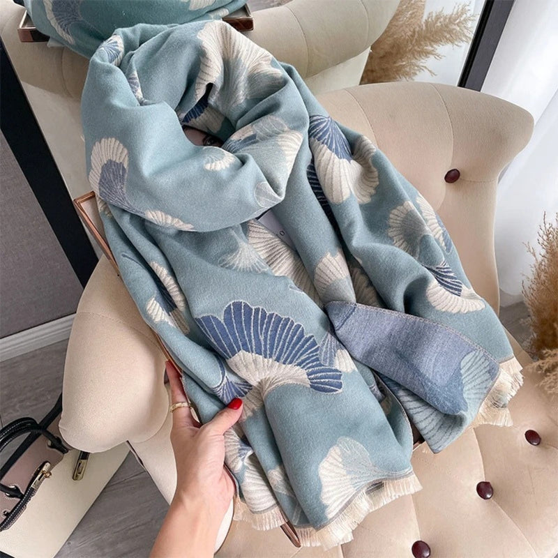 Ginkgo Charm Reversible Blanket Scarf Wrap