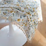 Golden Tassel Floral Round Table Cloth