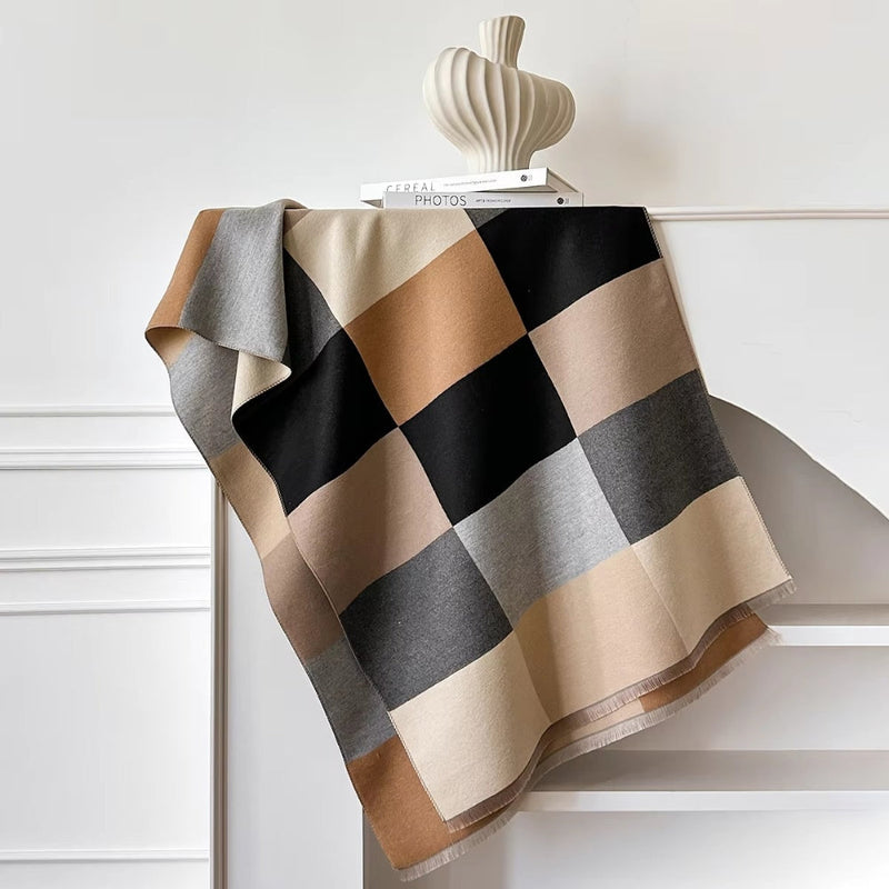 Luxury Geometric Pattern Knitted Shawl