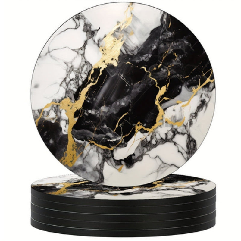 Luxury Marble Effect Drink Coasters | 6pcs Set