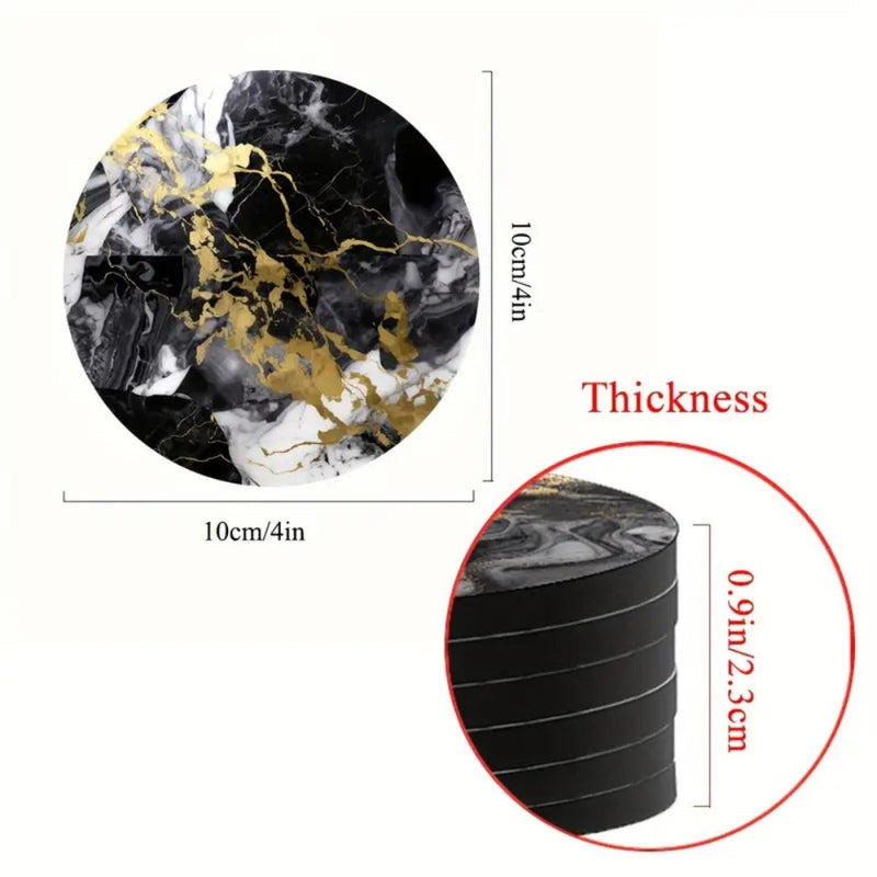 Luxury Marble Effect Drink Coasters | 6pcs Set