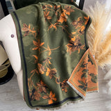 Elegant Double-Sided Floral Winter Shawl Scarf