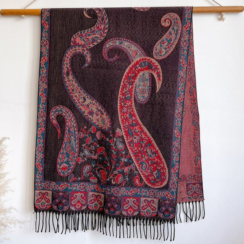 Paisley Elegance Winter Poncho Shawl
