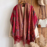 Paisley Elegance Winter Poncho Shawl