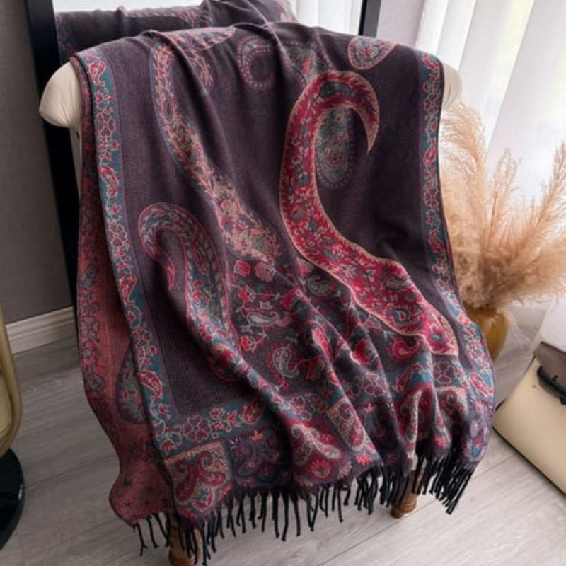 Paisley Elegance Winter Poncho Shawl
