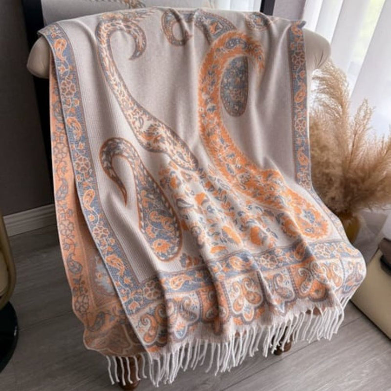 Paisley Elegance Winter Poncho Shawl