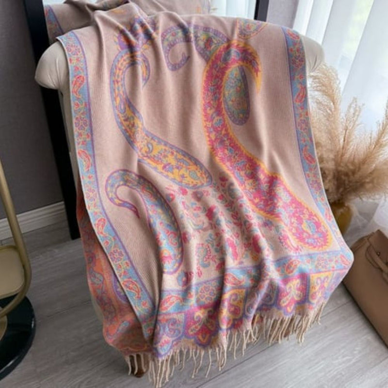 Paisley Elegance Winter Poncho Shawl