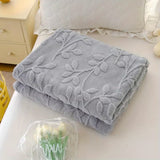 Plush Leaf Cozy Embossed Fleece Throw Blanket