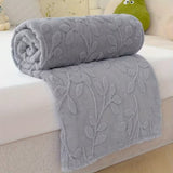 Plush Leaf Cozy Embossed Fleece Throw Blanket