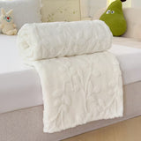 Plush Leaf Cozy Embossed Fleece Throw Blanket