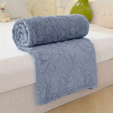Plush Leaf Cozy Embossed Fleece Throw Blanket