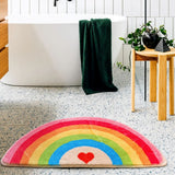 Alfombrilla de baño semilunar con brillo arcoíris