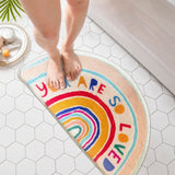 Alfombrilla de baño semilunar con brillo arcoíris