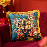 Regal Tiger Artistic Velvet Cushion Cover