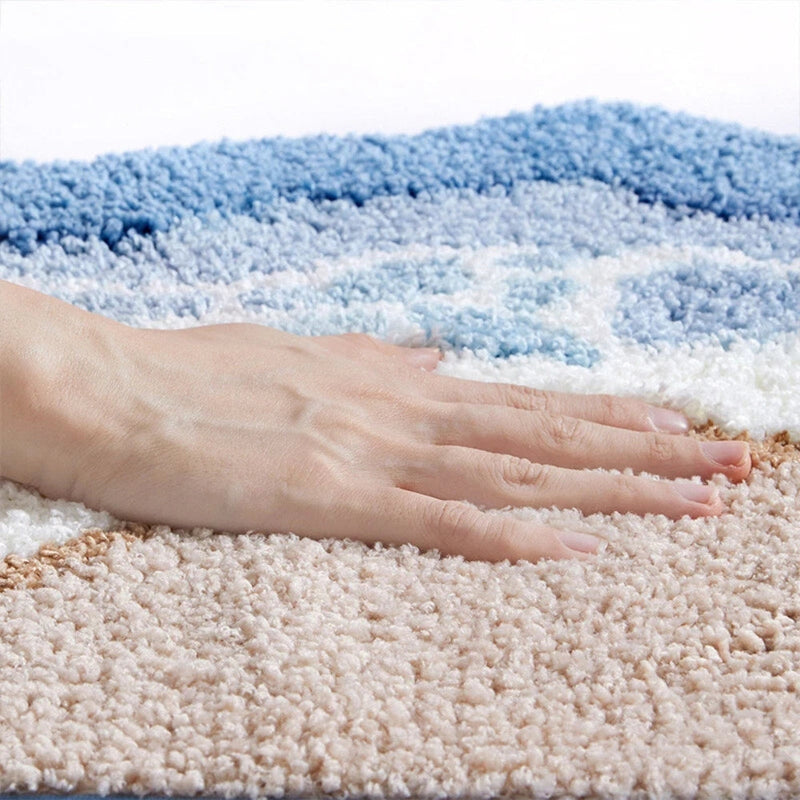 Seaside Footprint Pattern Bath Mat