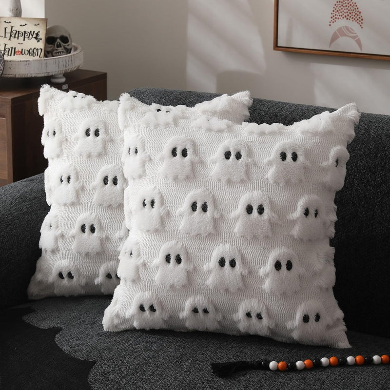 Spooky Ghost Plush Halloween Cushion Cover