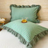 Striped Ruffled Lace Pillowcases in Multiple Colors