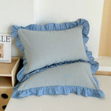 Striped Ruffled Lace Pillowcases in Multiple Colors