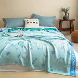 Blue Floral Bamboo Fiber Cooling Blanket