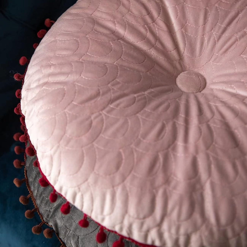 Veloura Round Vintage Quilted Ottoman Cushion Pad