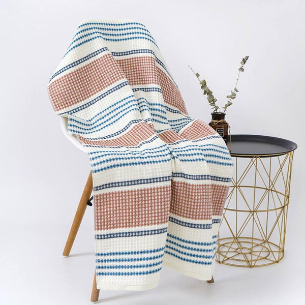 Colorblock Striped Cotton Bath Towel