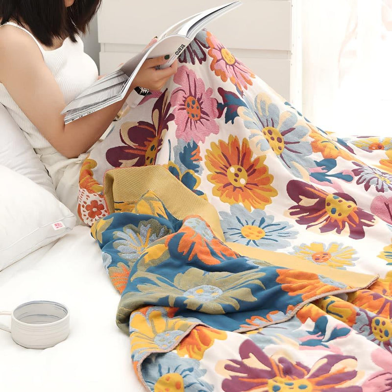 Bright Flower Cotton Blanket