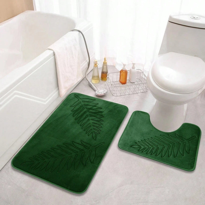 Lush Leaf Comfort Bath Mat Set - 2Pcs