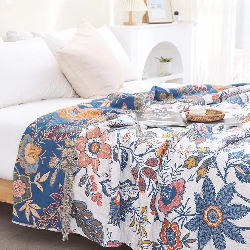 Beautiful Floral Boho Blanket | 100% Cotton Blanket (B1G1)