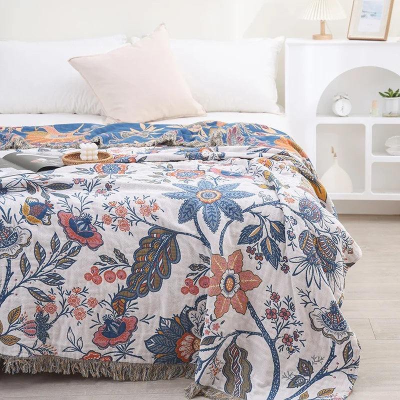 Beautiful Floral Boho Blanket | 100% Cotton Blanket (B1G1)
