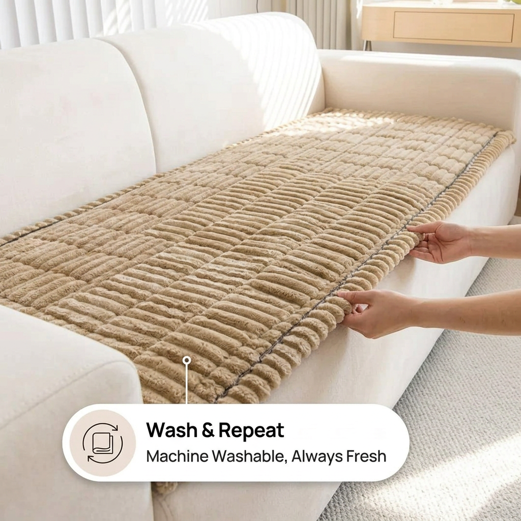 Plush Pleated Sofa Cover | Buy 1 Get 1 Free