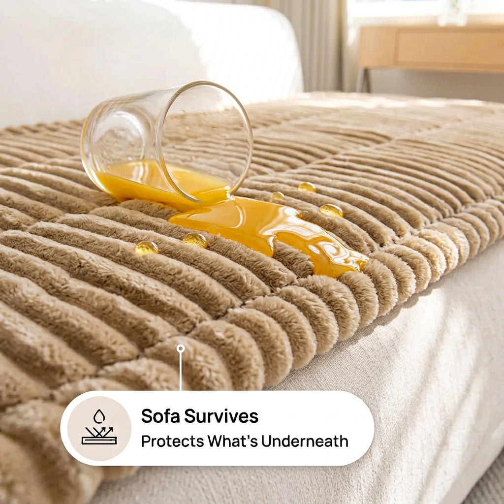 Plush Pleated Sofa Cover | Buy 1 Get 1 Free